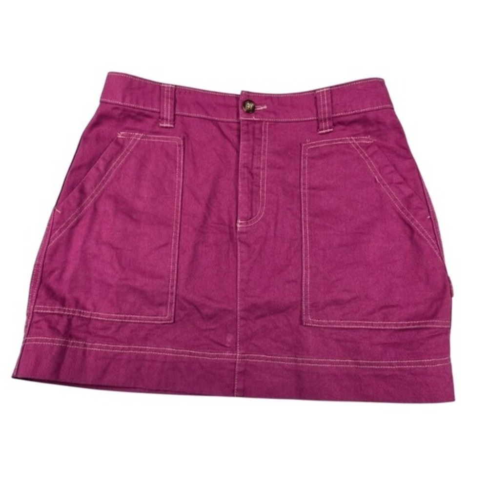 Magenta Pink Utility Mini Skirt Workwear Chic‎ Cotton Carpenter Pocketed Size 10